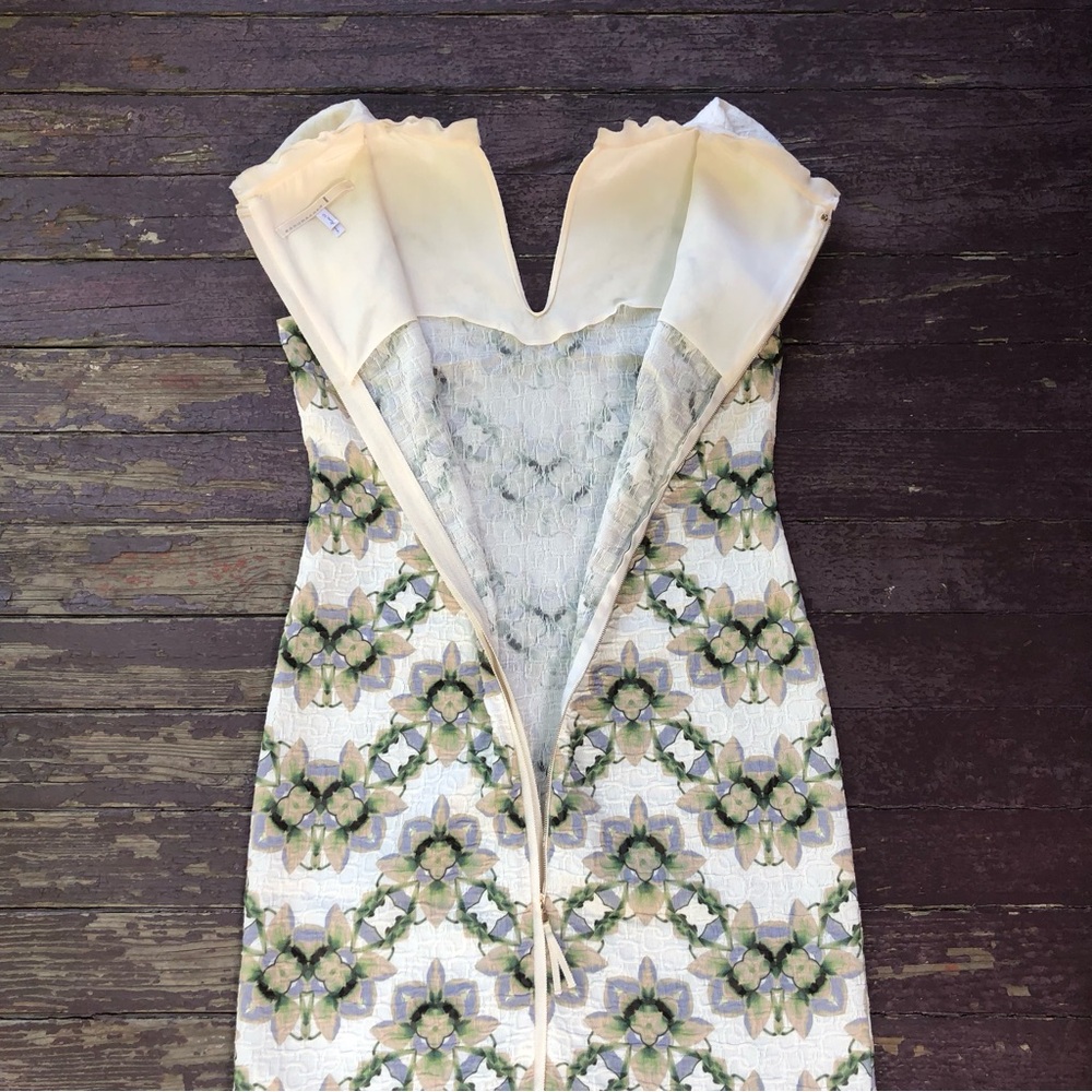 Schumacher Textured Sheath Dress Size 8 Cap Sleeve Abstract Floral German Silk - Picture 15 of 16